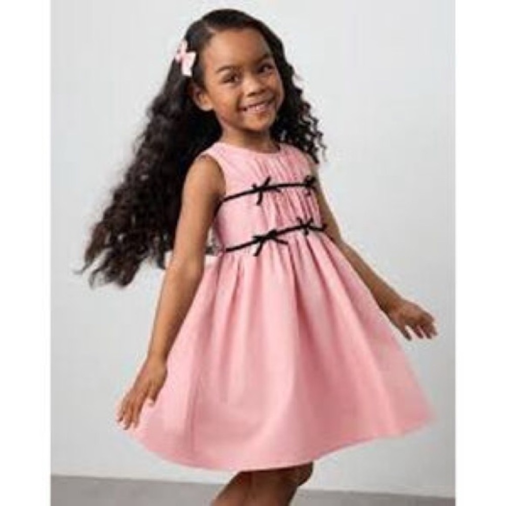 Zara kids pink sleeveless dress with black bows 3T